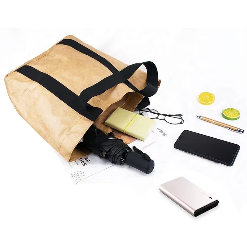 حقيبة DuPont™ Tyvek® Eco Tote المقاومة للماء والمصممة خصيصًا - حقيبة تسوق وشاطئ ورقية قابلة لإعادة الاستخدام